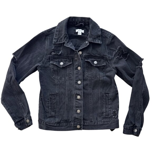 Forever 21 Jackets & Blazers - Forever 21 Distressed Black Denim Jacket S
